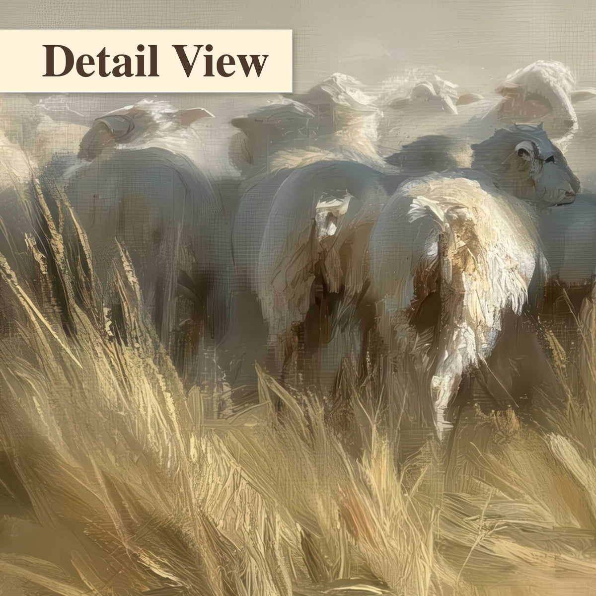Jesus the Good Shepherd painting detail close-up