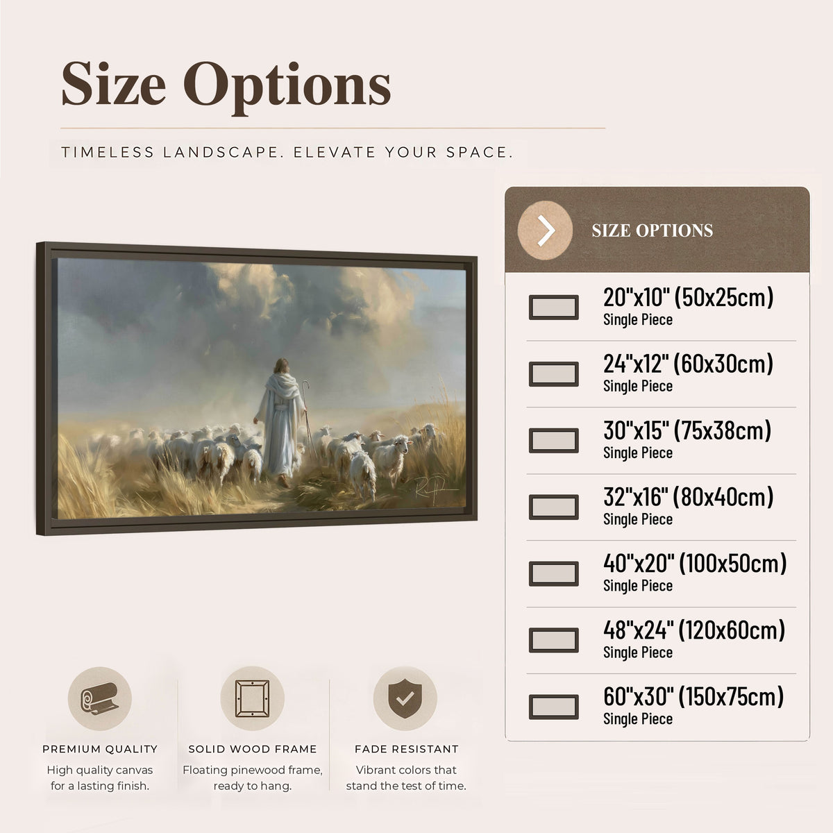 Jesus the Good Shepherd painting framed canvas wall art size options