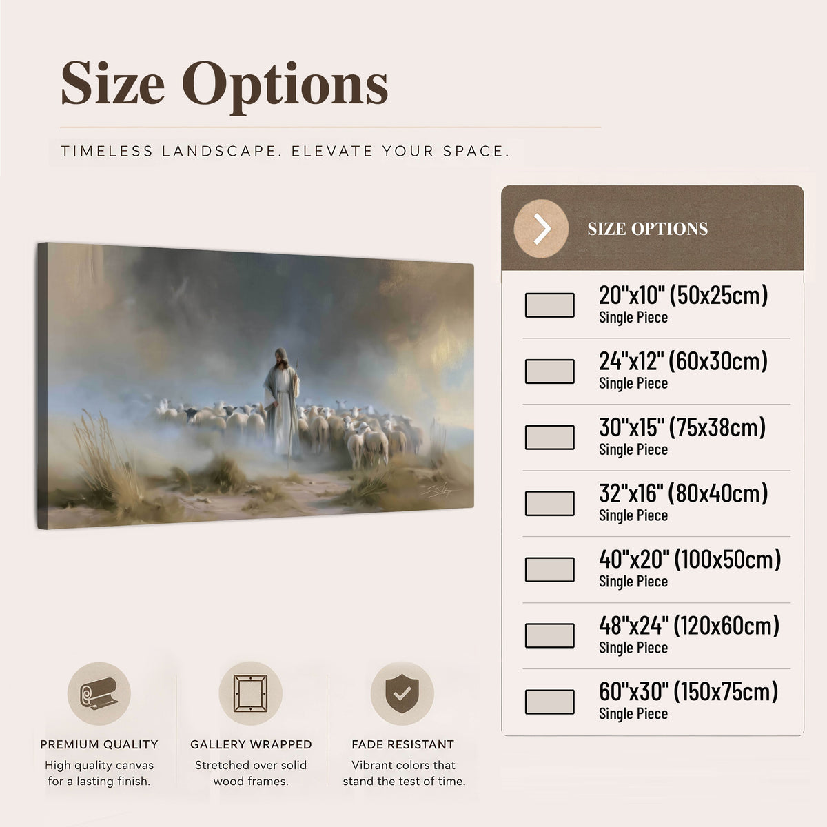 Good Shepherd in the mist painting canvas wall art size options
