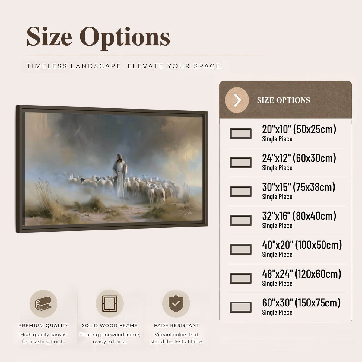 Good Shepherd in the mist painting framed canvas wall art size options