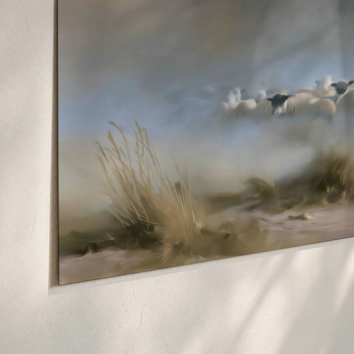 Good Shepherd in the mist painting poster print close-up on matte paper