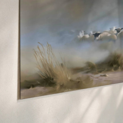 Good Shepherd in the mist painting poster print close-up on matte paper