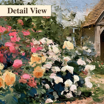 English cottage garden painting detail close-up