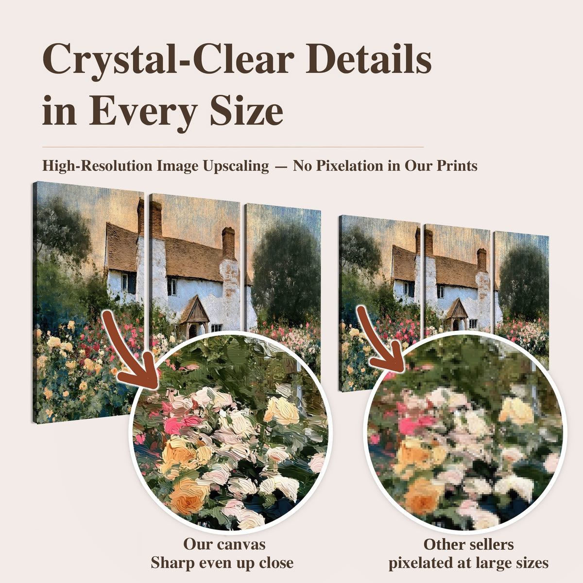 English cottage garden painting high-resolution print quality comparison