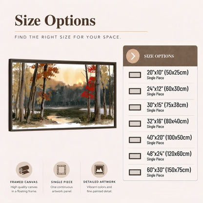 Autumn lake forest painting framed canvas wall art size options