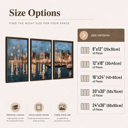 Venice twilight painting 3 piece framed canvas size options