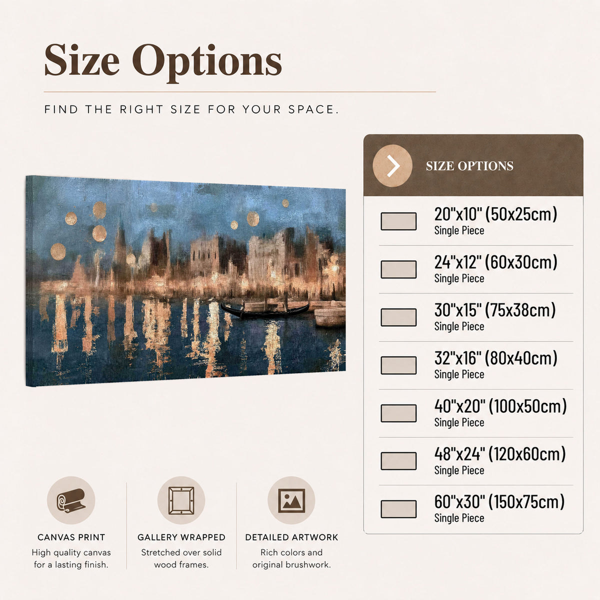 Venice twilight painting canvas wall art size options
