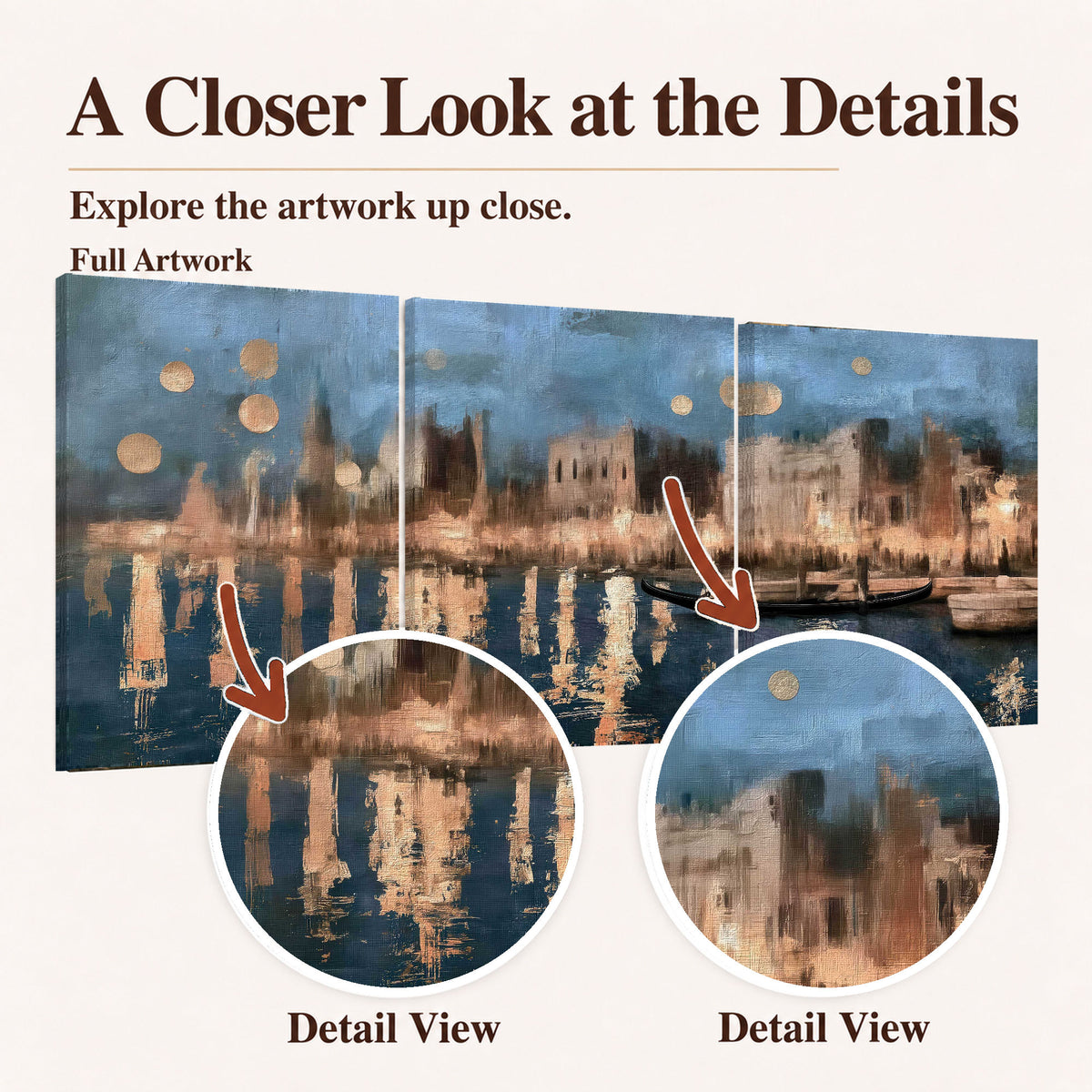 Venice twilight painting closer look at the details
