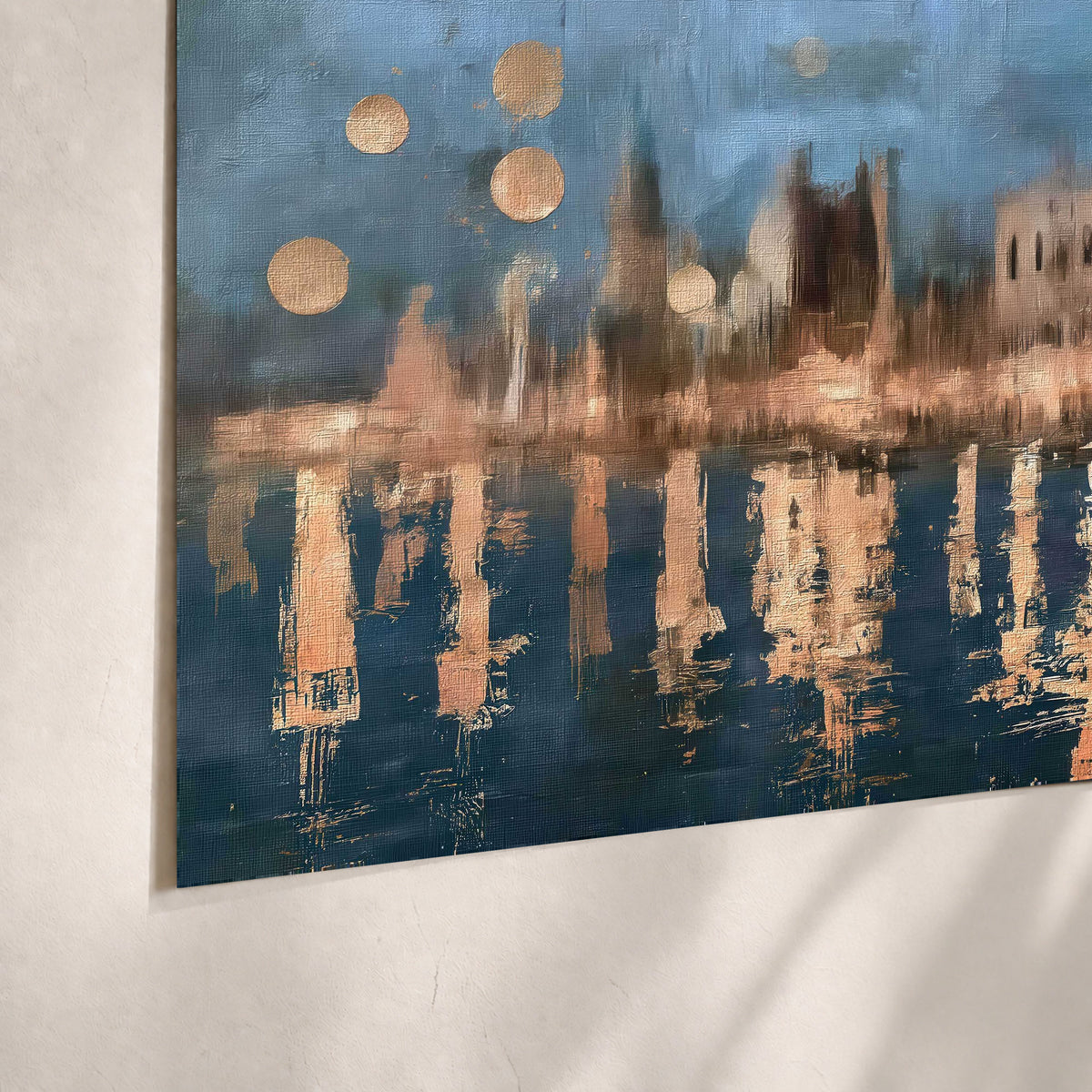 Venice twilight painting poster print close-up on matte paper