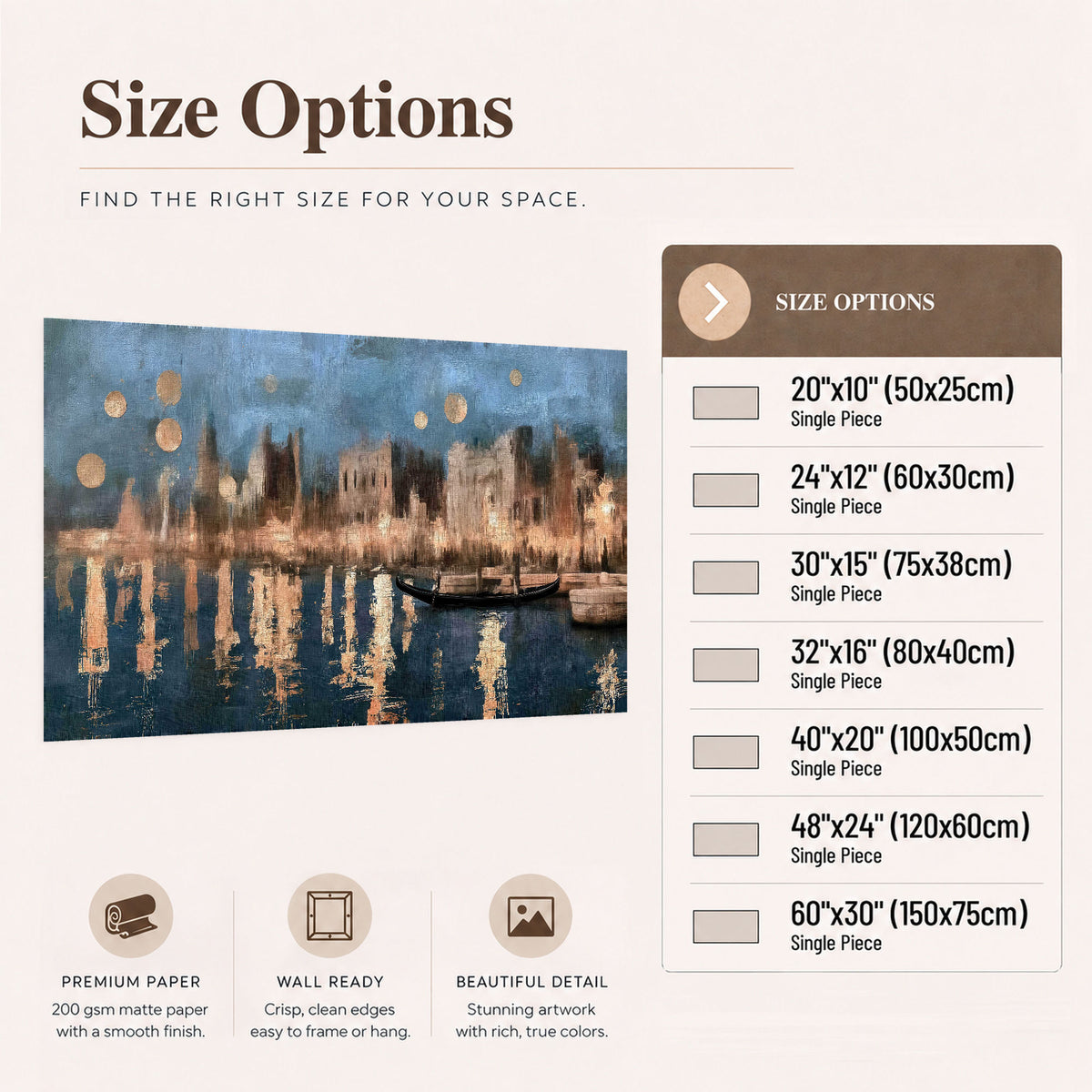 Venice twilight painting poster print size options