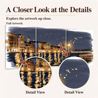 Venice night painting closer look at the details