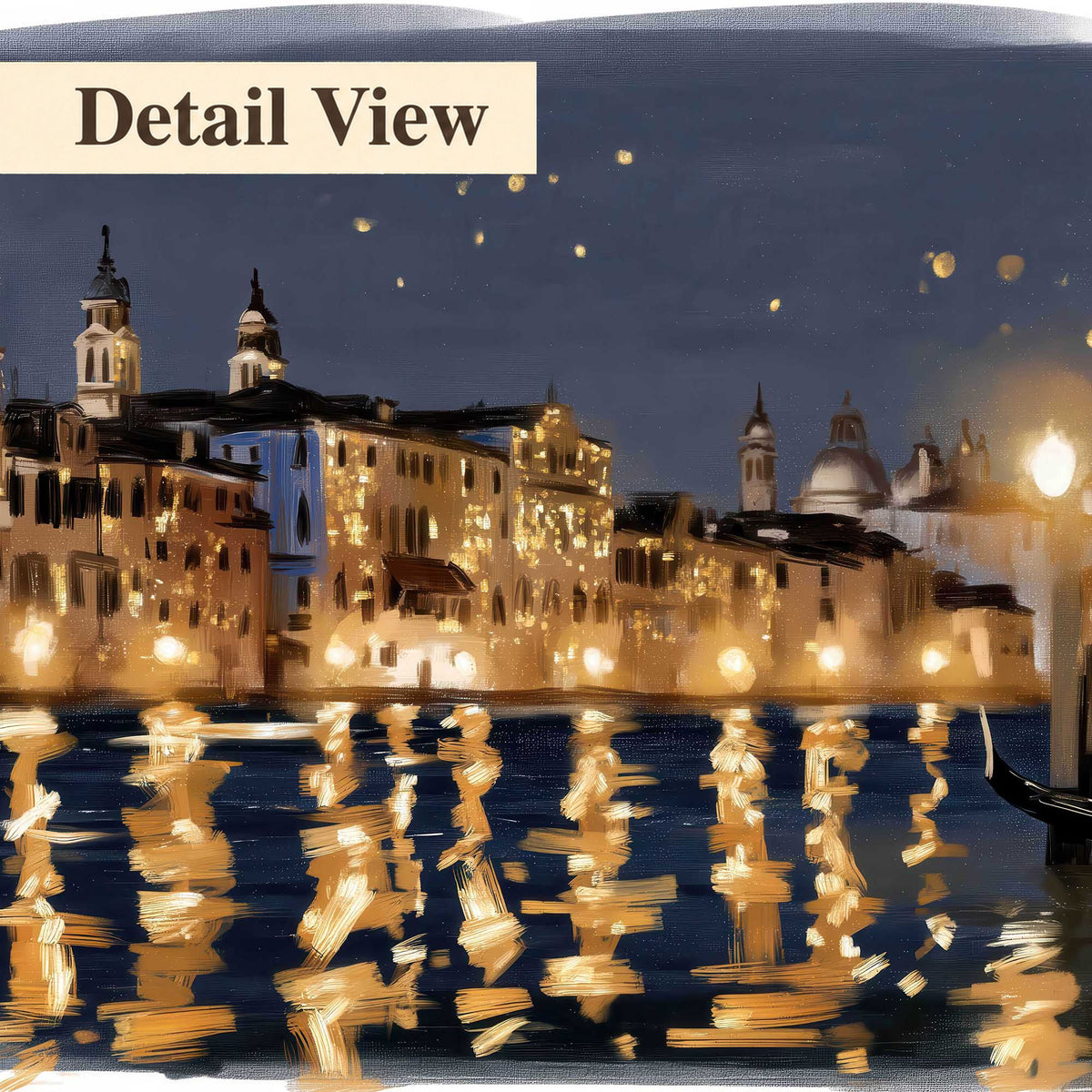 Venice night painting detail close-up
