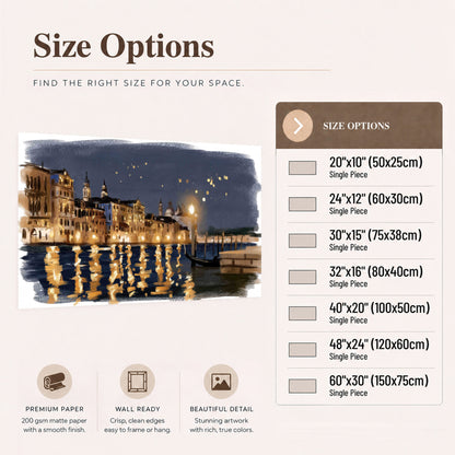 Venice night painting poster print size options