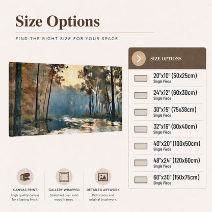 Misty autumn forest painting canvas wall art size options