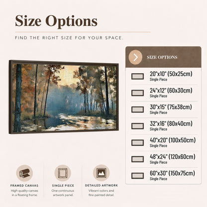 Misty autumn forest painting framed canvas wall art size options