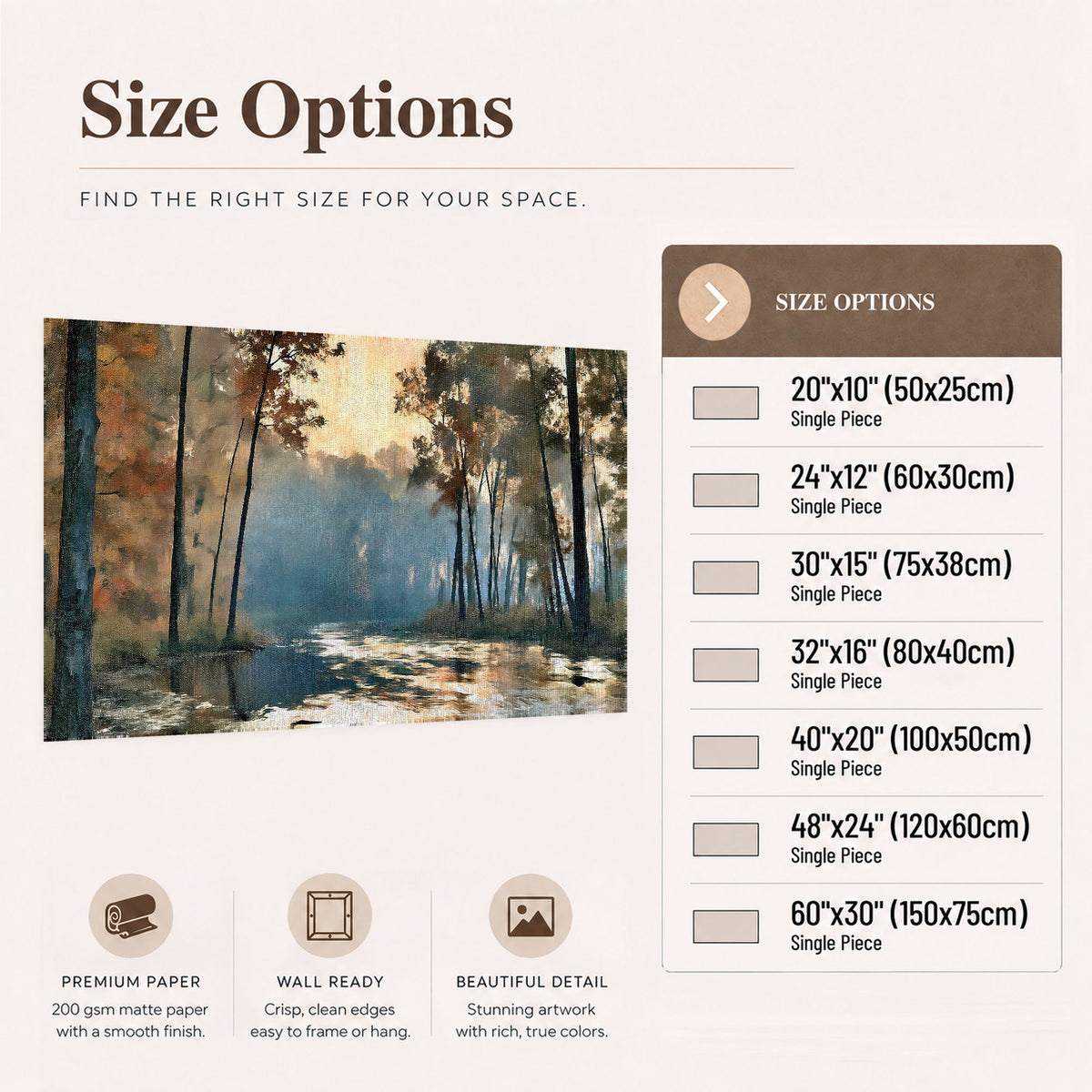 Misty autumn forest painting poster print size options