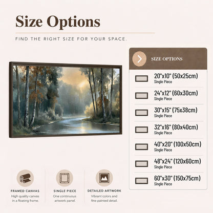Misty river forest painting framed canvas wall art size options