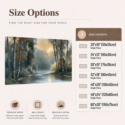 Misty river forest painting poster print size options