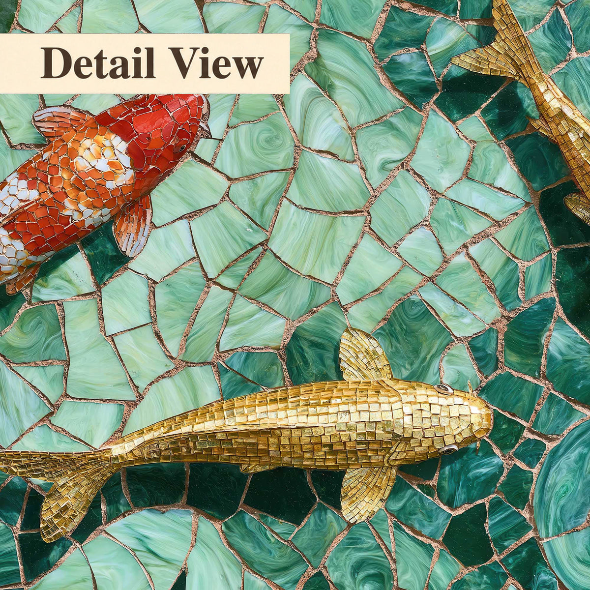 Koi fish mosaic detail close-up