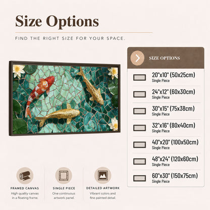 Koi fish mosaic framed canvas wall art size options