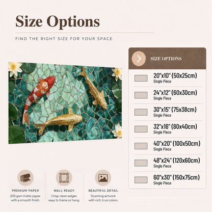 Koi fish mosaic poster print size options