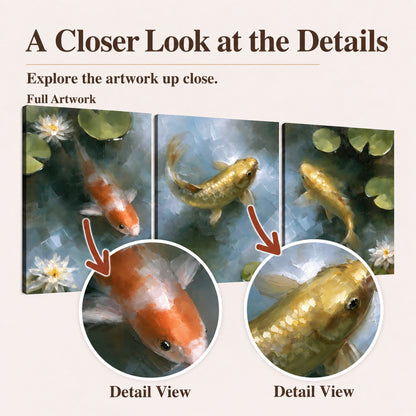 Koi fish pond painting closer look at the details