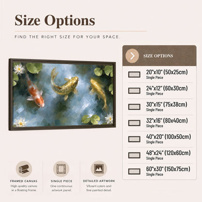 Koi fish pond painting framed canvas wall art size options