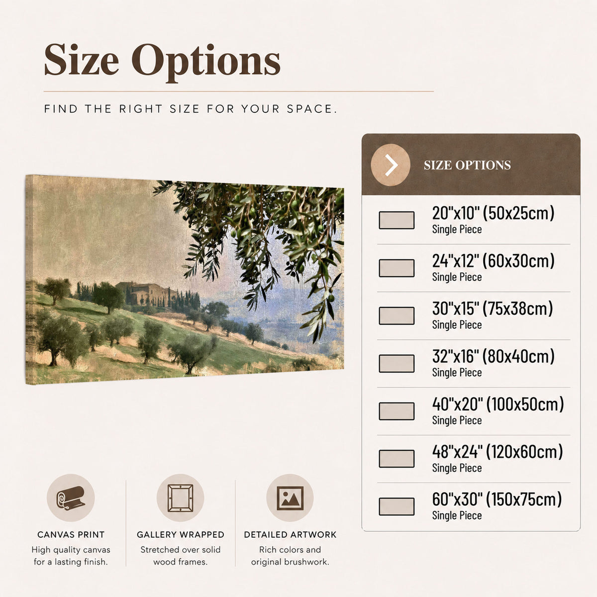 Tuscan olive grove painting canvas wall art size options