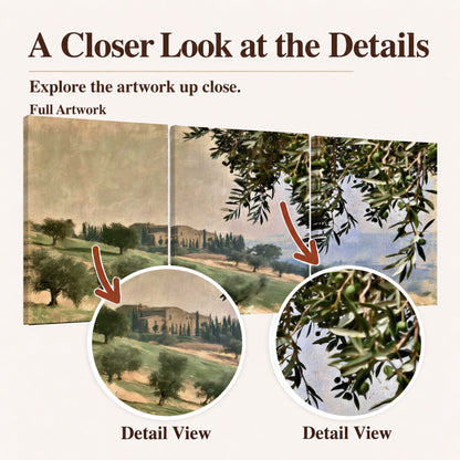Tuscan olive grove painting closer look at the details