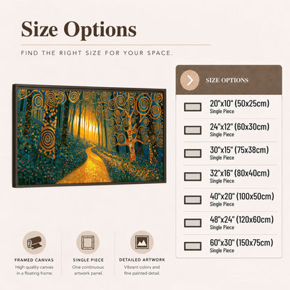 Golden swirl forest painting framed canvas wall art size options