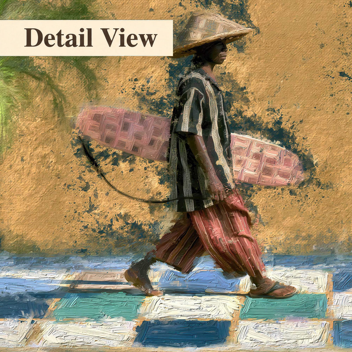 Surfer street painting detail close-up