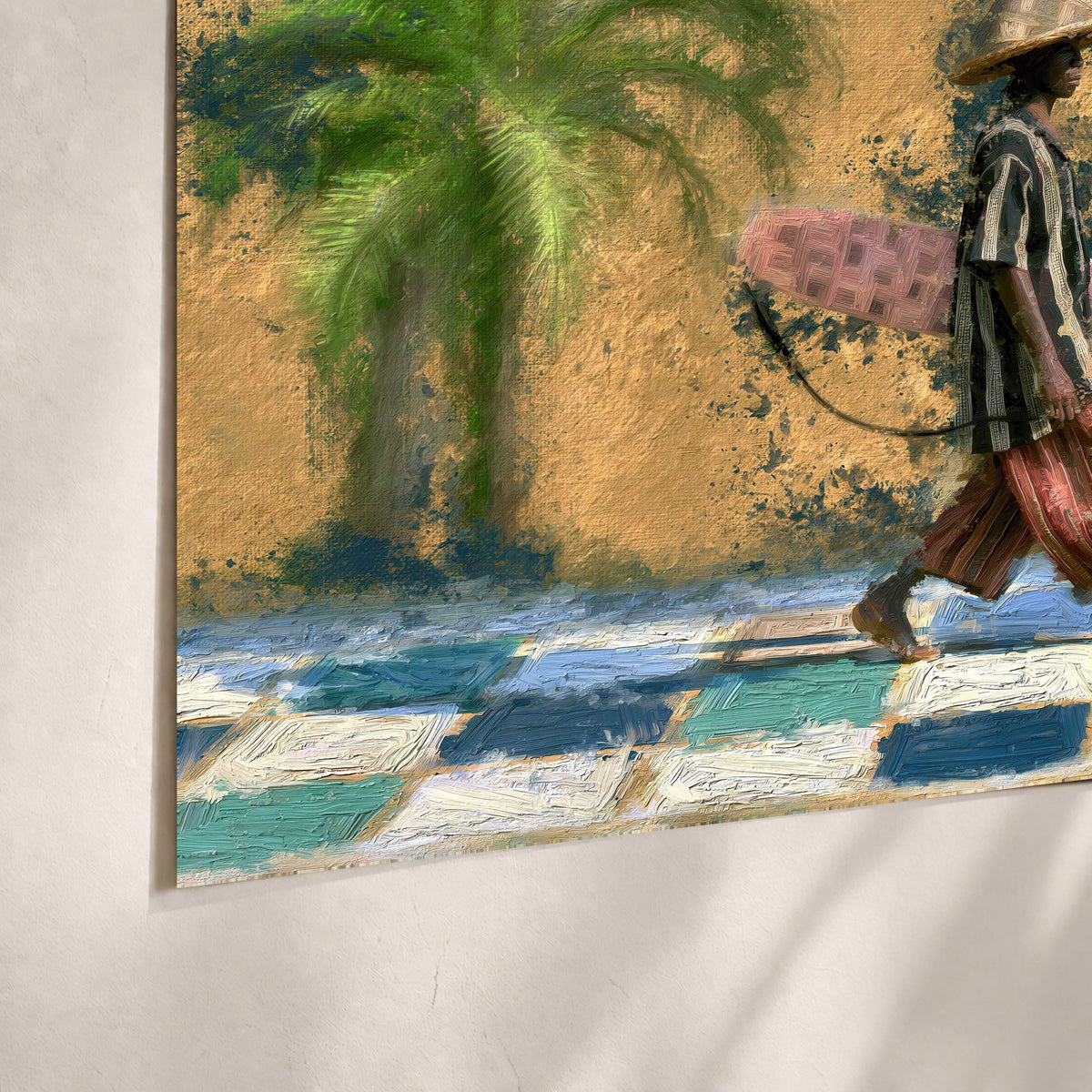 Surfer street painting poster print close-up on matte paper