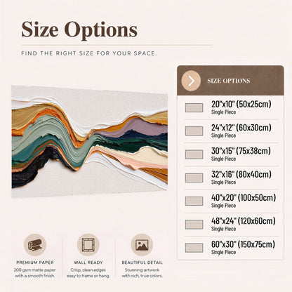 Textured abstract waves painting poster print size options