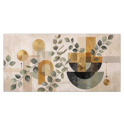 Front view: Sage leaves and golden arches botanical artwork — single canvas wall art viewed straight on