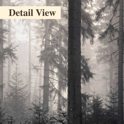 Tall woodland trees fading into pale mist 3 piece canvas wall art artwork detail close up