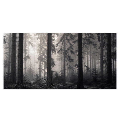 Tall woodland trees fading into pale mist single poster print viewed straight on