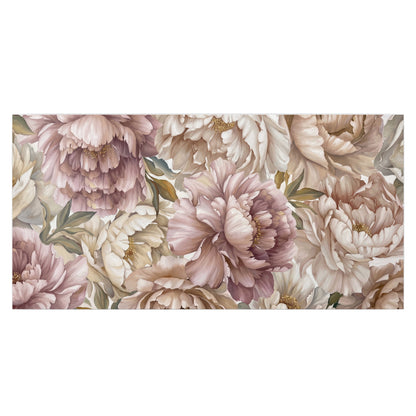 Layered soft pink and ivory flowers with sage leaves single poster print viewed straight on