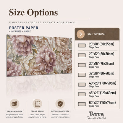 Layered soft pink and ivory flowers with sage leaves single poster print available dimensions