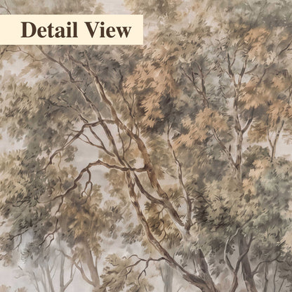 Delicate golden foliage and a hazy pastel countryside 3 piece canvas wall art artwork detail close up