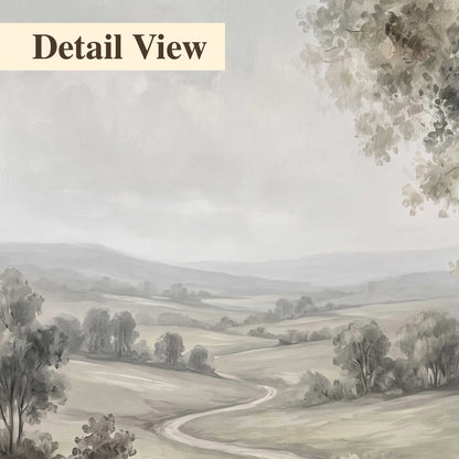 A quiet winding road through gray-green rolling hills 3 piece canvas wall art artwork detail close up