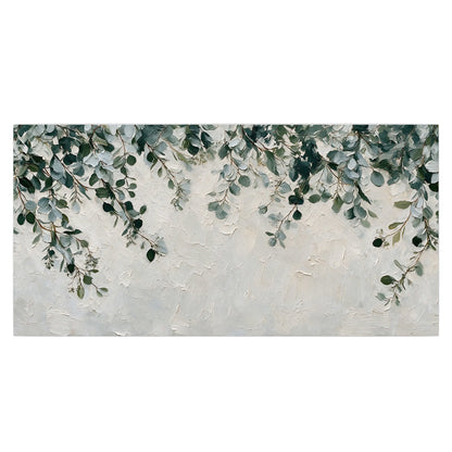 Soft green eucalyptus branches on a cream background single poster print viewed straight on