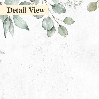 Pale sage eucalyptus leaves against a light background 3 piece canvas wall art artwork detail close up