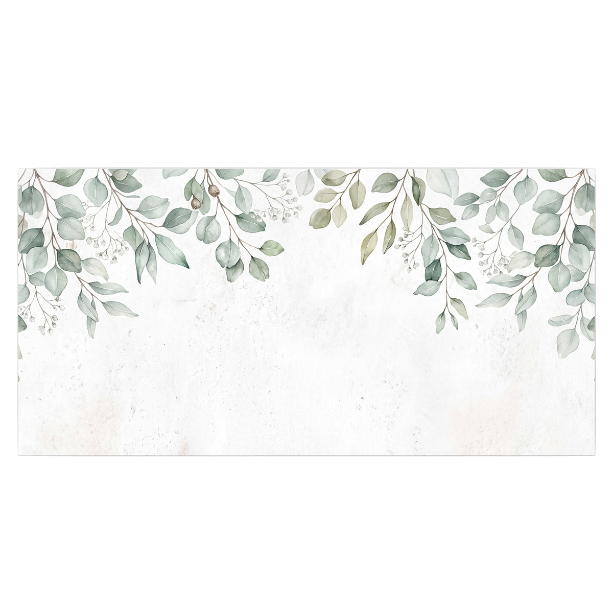 Pale sage eucalyptus leaves against a light background single poster print viewed straight on