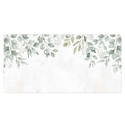 Pale sage eucalyptus leaves against a light background single poster print viewed straight on