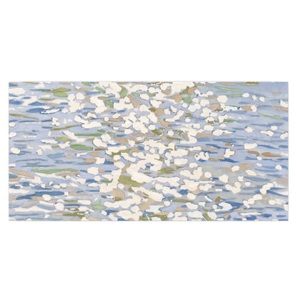 Loose pale blue, white and soft green marks suggesting shimmering water single poster print viewed straight on