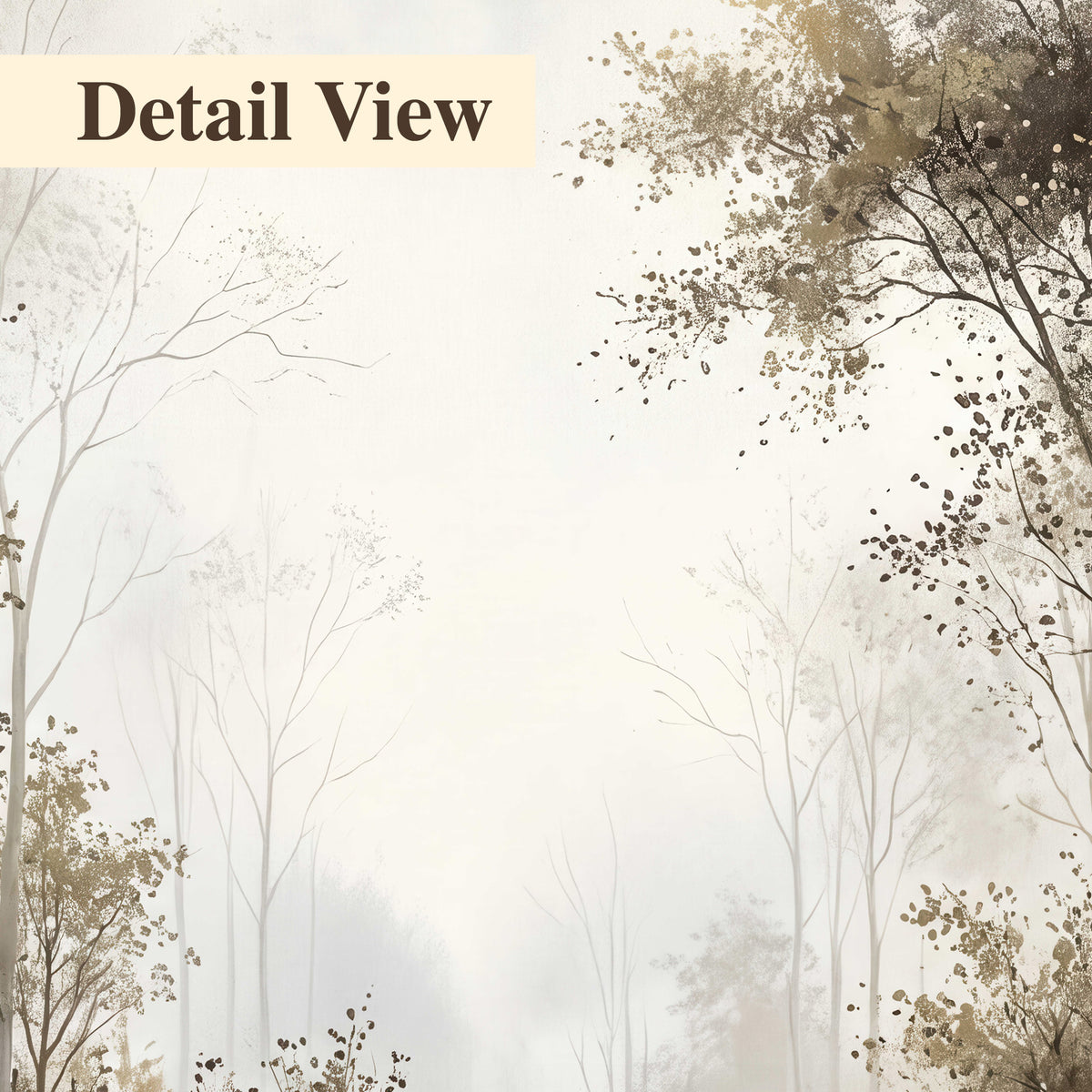 Tall autumn trees framing a pale misty woodland clearing 3 piece canvas wall art artwork detail close up