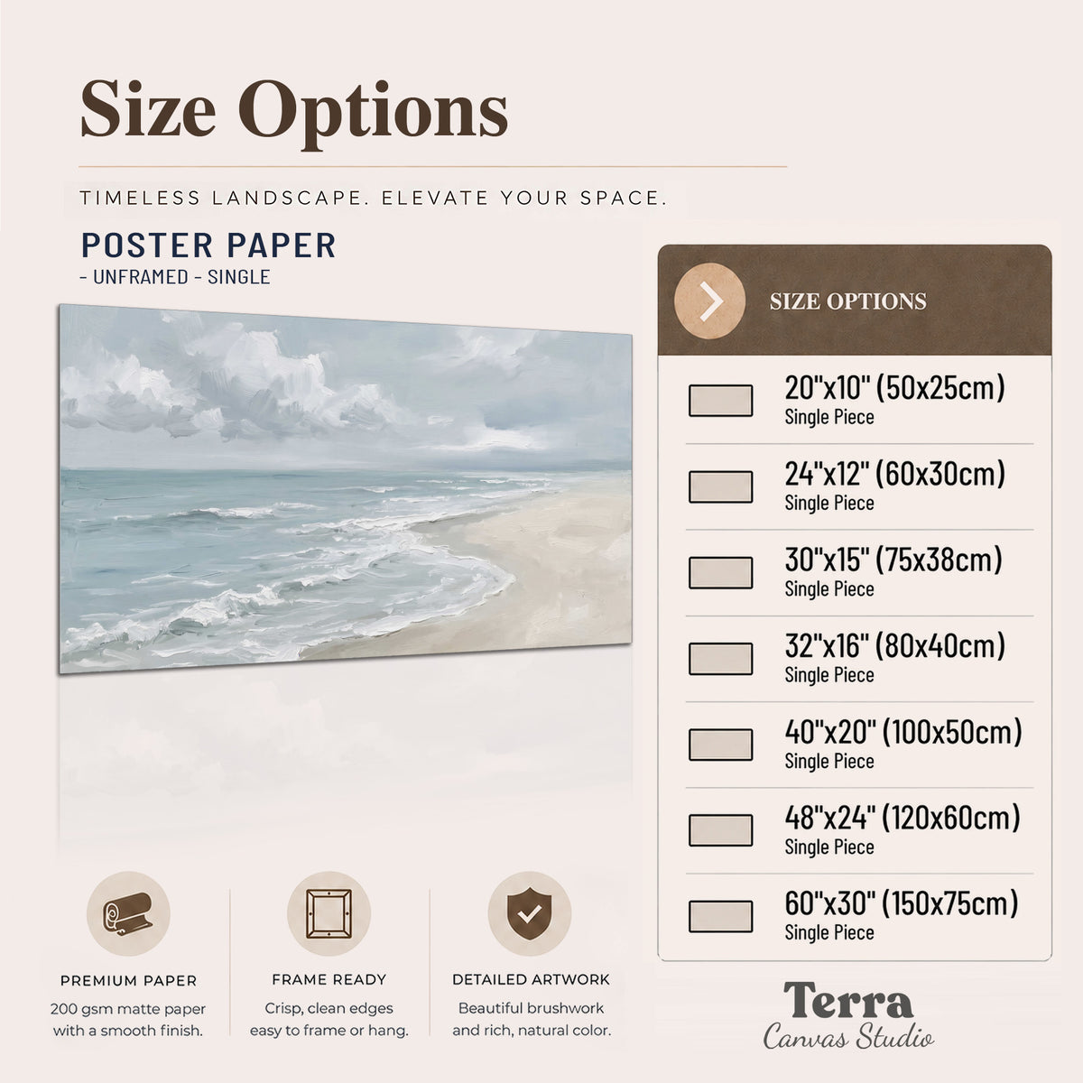 Gentle pale blue waves washing across a light sandy beach single poster print available dimensions