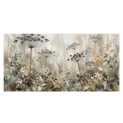 Fine wildflower seed heads and muted foliage in gray-green and cream single poster print viewed straight on