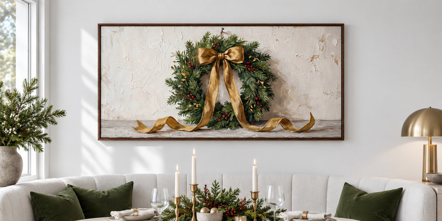 Golden Moments — framed seasonal artwork in an elegant room